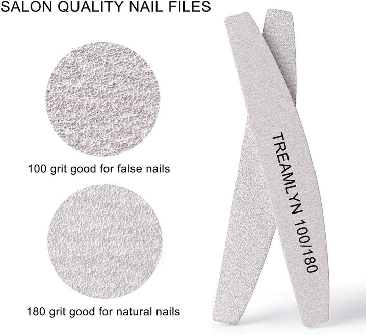 10 Pcs Rough Nail File 100/180 Grit, Heavy Duty Nail Files for Acrylic/Natural Nails, Emery Boards for Nails, Strong Finger Nail Filler, Coarse Nail File for Home and Salon Use