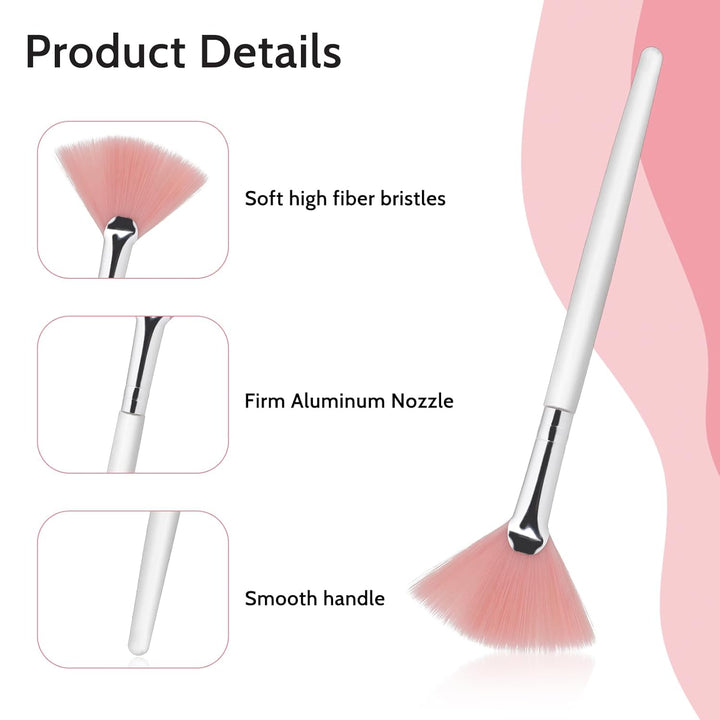 4 Pcs Fan Brushes for Facial, Face Mask Applicator Soft Makeup Brushes Esthetician, Flat Head Mask Acid Applicator Esthetician Brush for Women Girls Mud Clay Mask Makeup Peel(Pink and White)