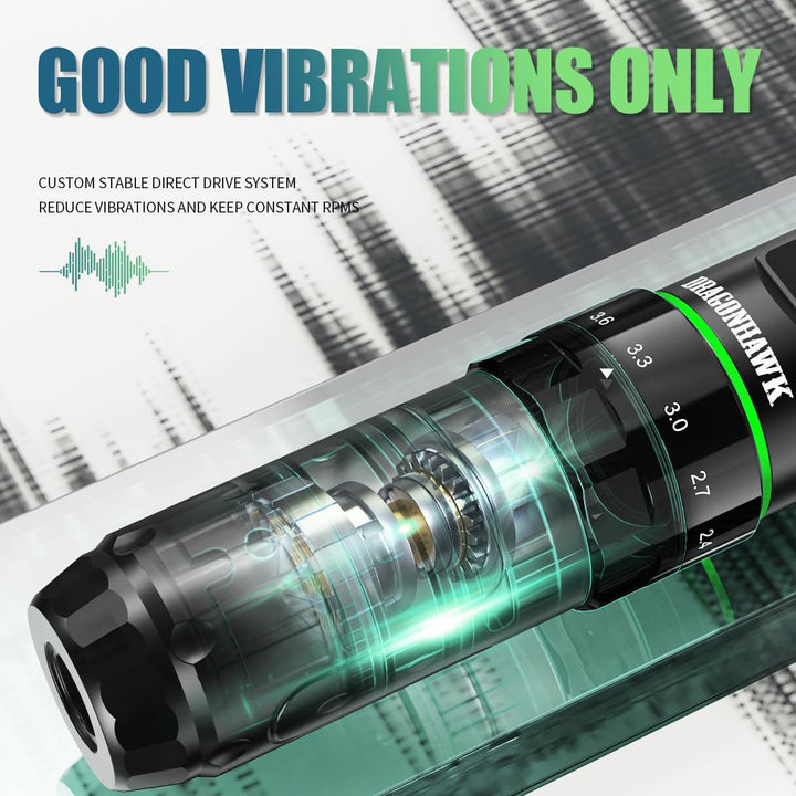 L3 Tattoo Kit, Cordless/Cord Complete Tattoo Gun Kit Pen Machine, 7 Strokes Length, 2 Batteries 2,000Mah Power Supply with Extra Battery Rca Jack Part, Pro Tattoo Needles for Beginner