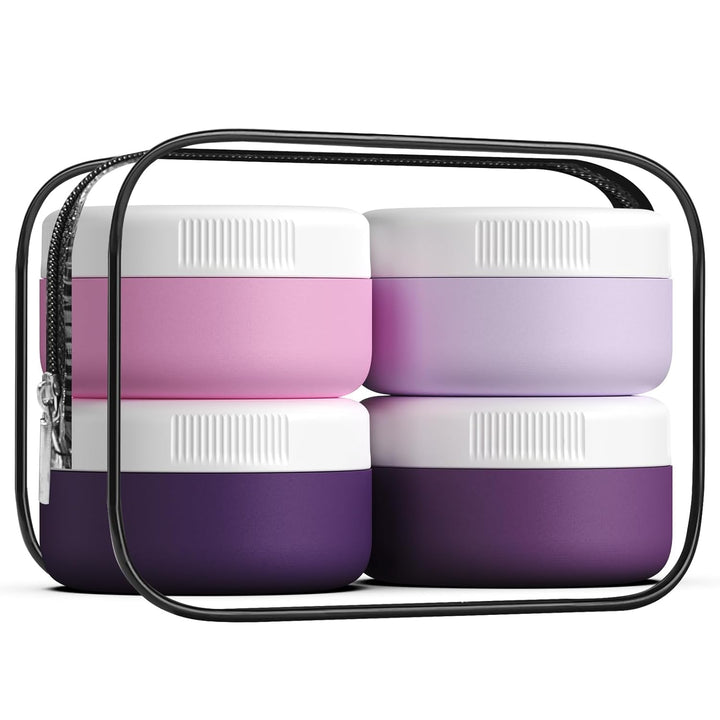 Travel Containers for Toiletries, Silicone Cream Jars Bpa-Free, Leak-Proof 2Oz Travel Size Containers, Portable Size Silicone Jars with Lid for Cosmetic Face Hand Body Cream (4 Pack)