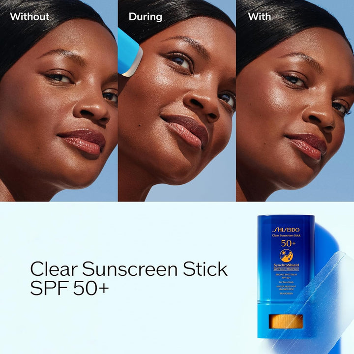 Clear Sunscreen Stick SPF 50+ - Invisible Broad-Spectrum Face Sunscreen - Wear under & over Makeup - Lightweight Formula - All Skin Types