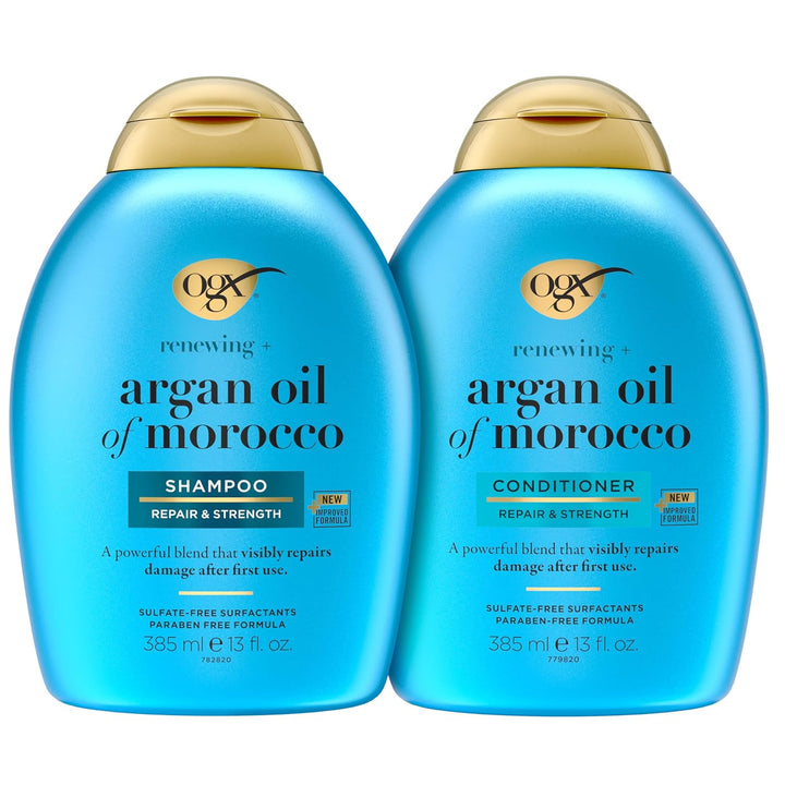 Renewing + Argan Oil of Morocco Shampoo & Conditioner Set, Damage Repairing Shampoo & Conditioner Helps Strengthen & Repair Dry, Damaged Hair, Sulfate-Free Surfactants, 13 Fl. Oz, 2 Pack