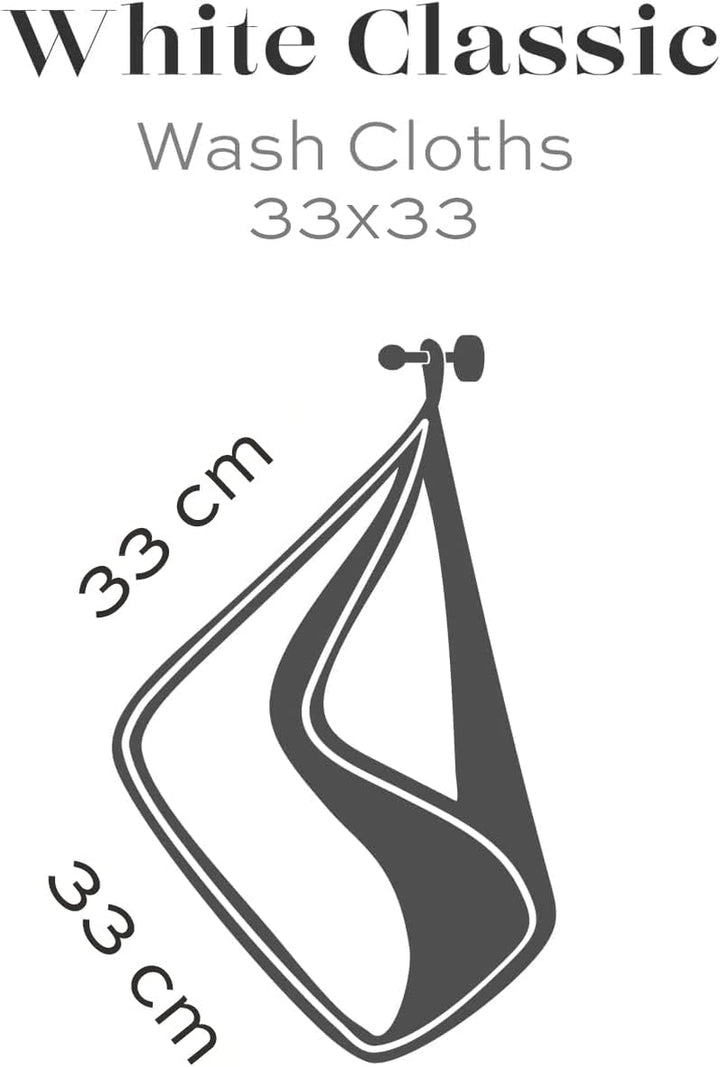 Luxury Cotton Washcloths 13X13 Inch - 650 GSM Turkish Cotton | Hotel, Spa, Bathroom Face Towel | 12 Pack