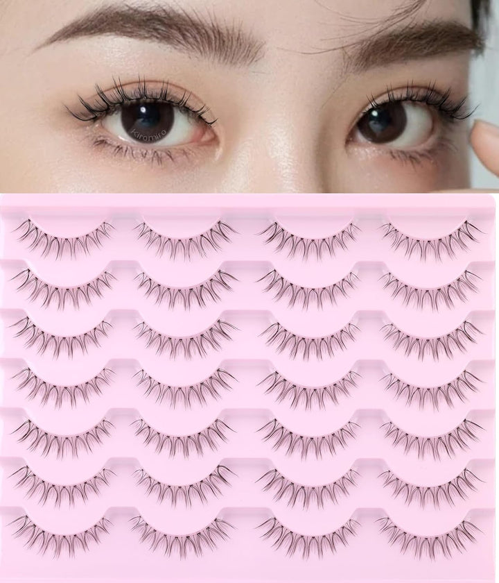 False Eyelashes 14Mm Faux 3D Mink Lashes Natural Look Cat Eye Wispy Lashes Pack by , 14 Pairs