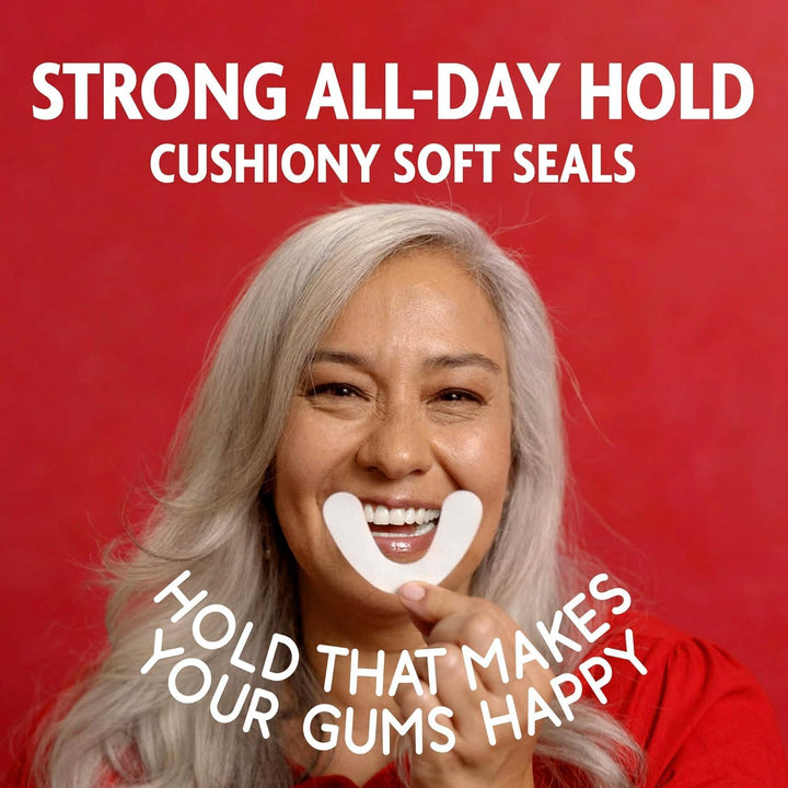 Secure Denture Adhesive Seals, Fresh Mint Uppers, Zinc-Free, All-Day-Hold, Mess-Free, 30 Count (Pack of 1)