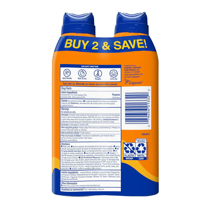 Sport Ultra SPF 50 Sunscreen Spray |  Sunscreen Spray SPF 50, Water Resistant, Oxybenzone-Free, Sunblock, 6Oz Each Twin Pack