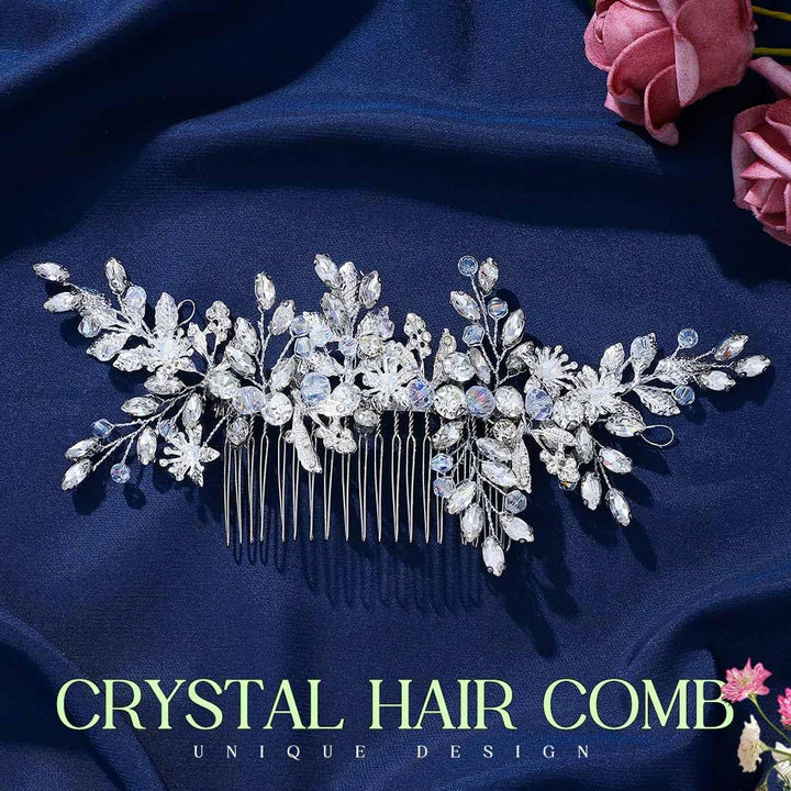 Wedding Hair Clips Silver Rhinestone Bridal Headpiece Prom Hair Accessories for Women
