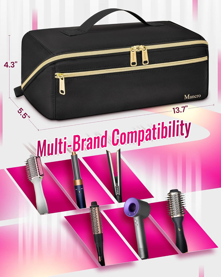 Hot Hair Tools Travel Bag with Separate Heat Resistant Mat, Large Capacity Wide-Open Pouch, Hair Accessories Organizer for Flat Irons, Straighteners, Curling Iron,Travel Essentials for Women