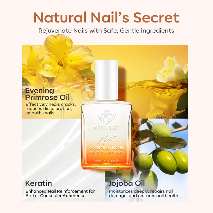 Nail Strengthener, Milky White Nail Polish Natural Nail Concealer Foundation Air Dry Nail Growth Polish for Damaged Nails Imperfection Masking Gifts for Women 15Ml