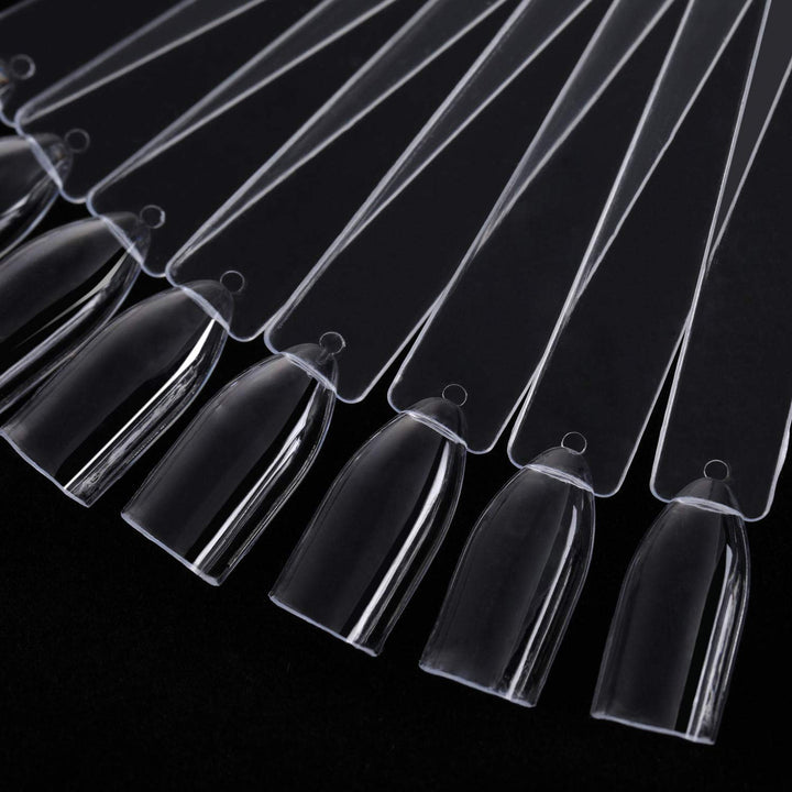 200 Pieces Clear Square Nail Tips Color Display Swatches with Metal Screw Holder Fan Shaped Plastic Sample Stick