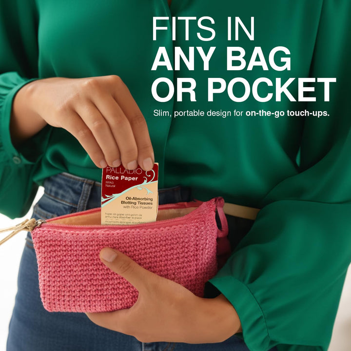 Rice Paper Facial Tissues for Oily Skin, Face Blotting Sheets Made from Natural Rice, Oil Absorbing Paper with Rice Powder, 2 Sided, Instant Results, Translucent, 40 Count, Pack of 1