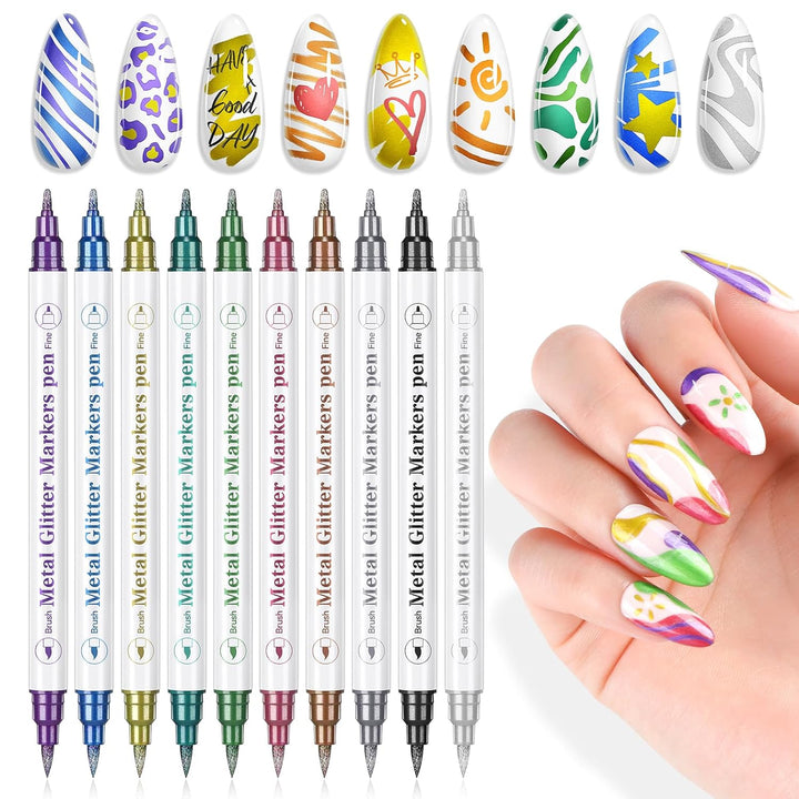 12 Colors Nail Art Pens Set - 3D Nail Polish Pens Acrylic Paint Pens Nail Markers for Nail Art Drawing Painting Nail Point Dotting Liner Pen Manicure Tools Nail Design Kit Home Nail Salon DIY