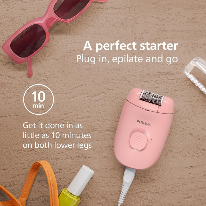 Epilator Series 2000, Corded Epilator for Legs and Body, Hair Removal Device for Women, Model BRE227/00