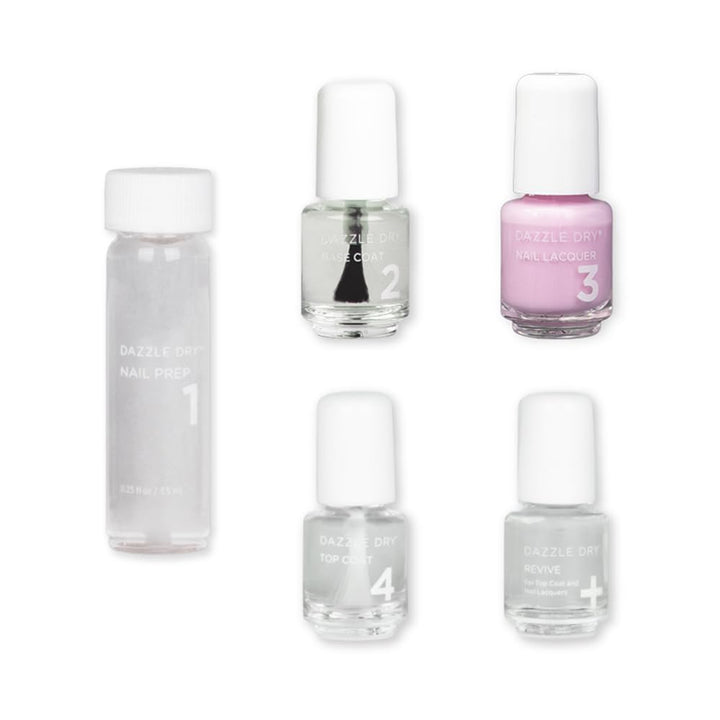 Mini Kit 4 Step System - Prima Ballerina, a Sheer and Milky Delicate Pink That Makes a Beautiful French Base. (5 Piece Kit / 5 Manicures)