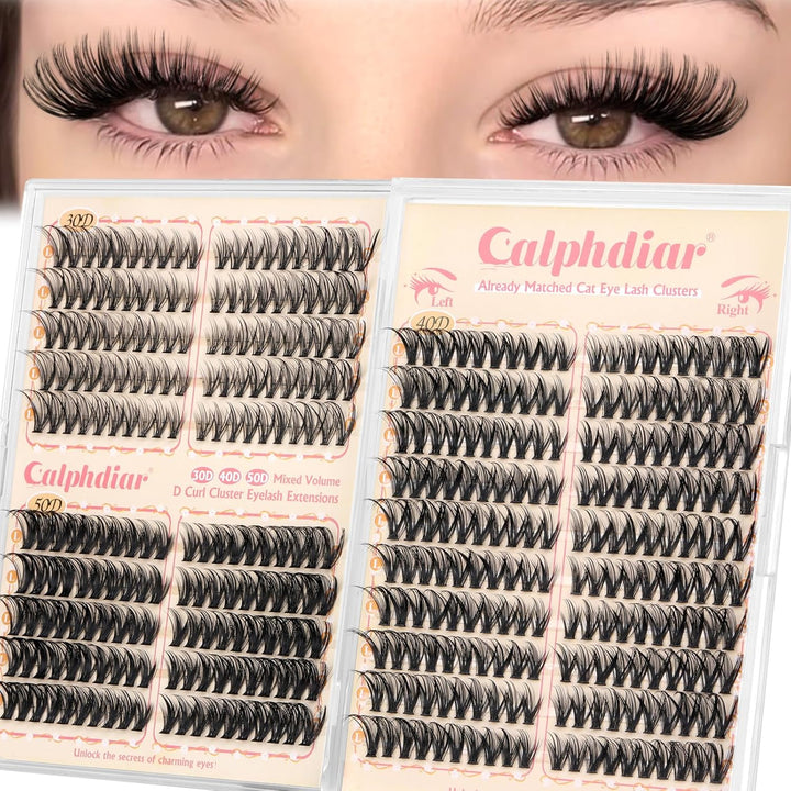Eyelash Clusters 30D+40D+50D+60D+80D+100D Lash Clusters Wispy Individual Lashes 476PCS D-Curly Lash Extension 10-16MM Natural Lashes Clusters DIY Cluster Eyelash Extensions for Beginners