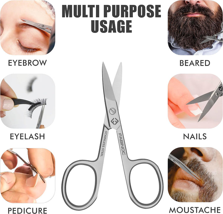 Curved Nail Scissors for Women & Men – German Quality Stainless Steel – Small Manicure Pedicure Scissors for Fingernail, Toe Nail, Eyebrows & Mustache