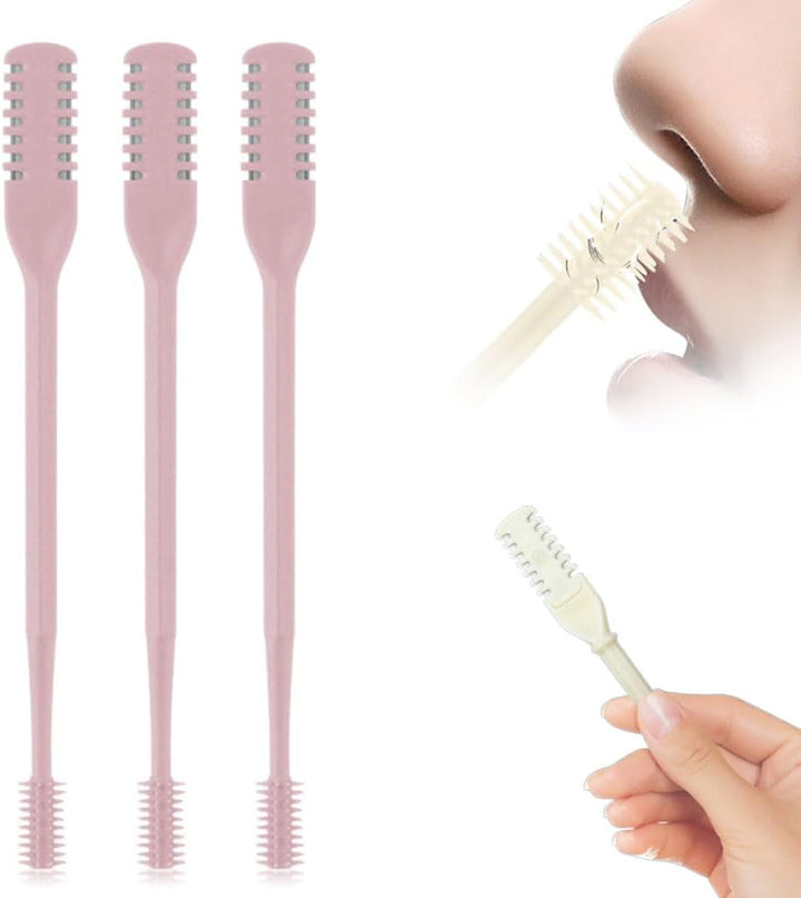 2-In-1 Nasal Hair Cutter, 2025 New Double Sided Nose Hair Knife, Portable Nostril Hair Remover Tool, 360° Rotating Nose Hair Trimmer with Ear Picker for Women and Men (Blue, 3 PCS)