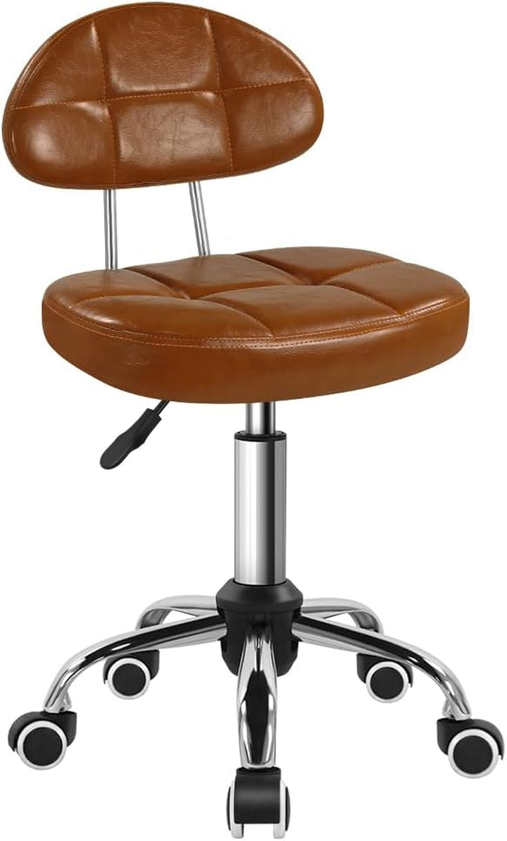 Black Square Minimalist Swivel Stool with Wheel for Work SPA Shop Massage Height-Adjustable and Cost-Effective Rolling Stool Chair with Back