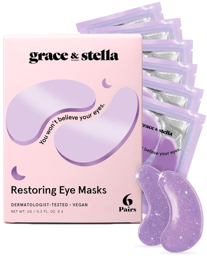 under Eye Mask Variety Pack - 18 Pairs of under Eye Patches for Dark Circles - with 6 Colors (3 Pairs/Color) - Gel Masks Puffy Eyes for Women - Vegan Cruelty Free Bridesmaid Gifts