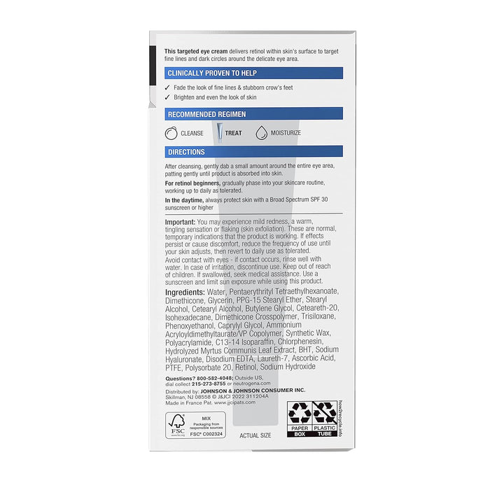 Rapid Wrinkle Repair Retinol Eye Cream for Dark Circles, Daily Anti-Aging under Eye Cream with Retinol & Hyaluronic Acid to Fight Fine Lines, Wrinkles, & Dark Spots, 0.5 Fl. Oz