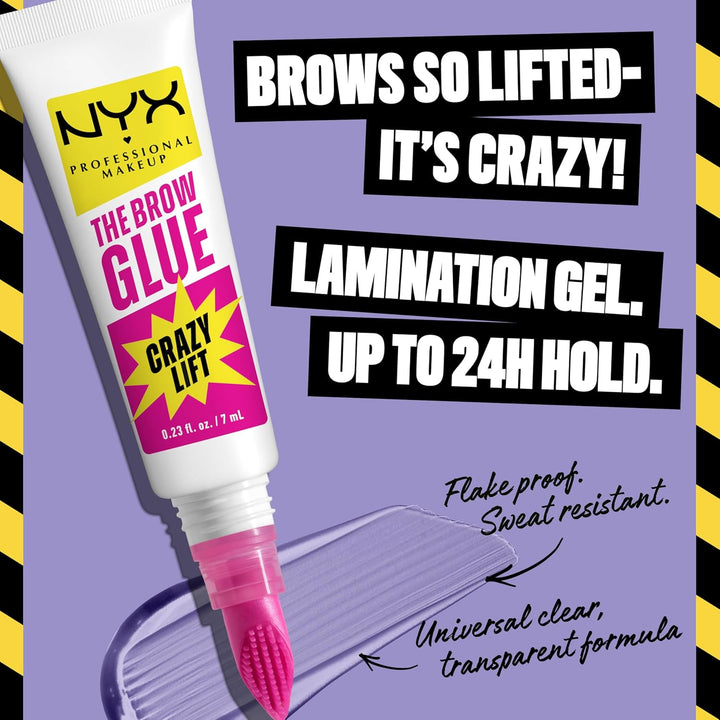 the Brow Glue Crazy Lift, Brow Lamination Gel with 16HR Strong Hold & Built-In Styling Comb - Clear Eyebrow Gel
