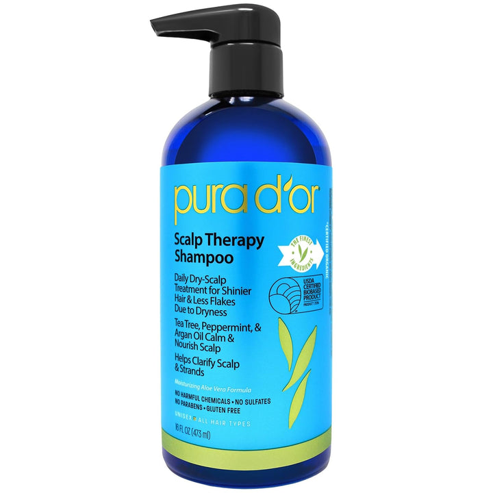 Therapy Shampoo (16Oz) Hydrates & Nourishes - Scalp Care Shampoo for Itchy Flaky Scalp W/ Tea Tree, Peppermint, Patchouli, Cedarwood, Clary Sage, Argan Oil (Packaging May Vary)
