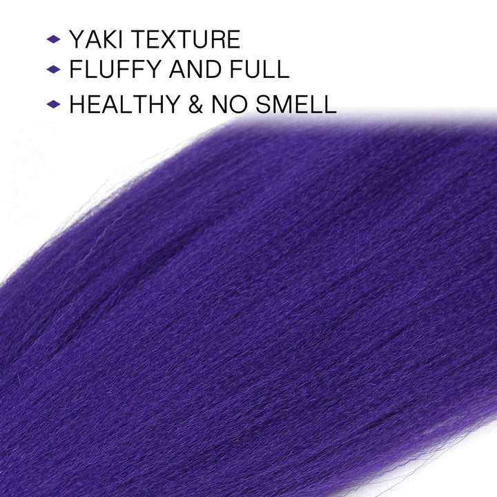4 Packs 24 Inch Synthetic Braiding Hair Extensions, Purple Pre-Stretched Braiding Hair for Girls for Box Braids, Halloween Cosplay Party