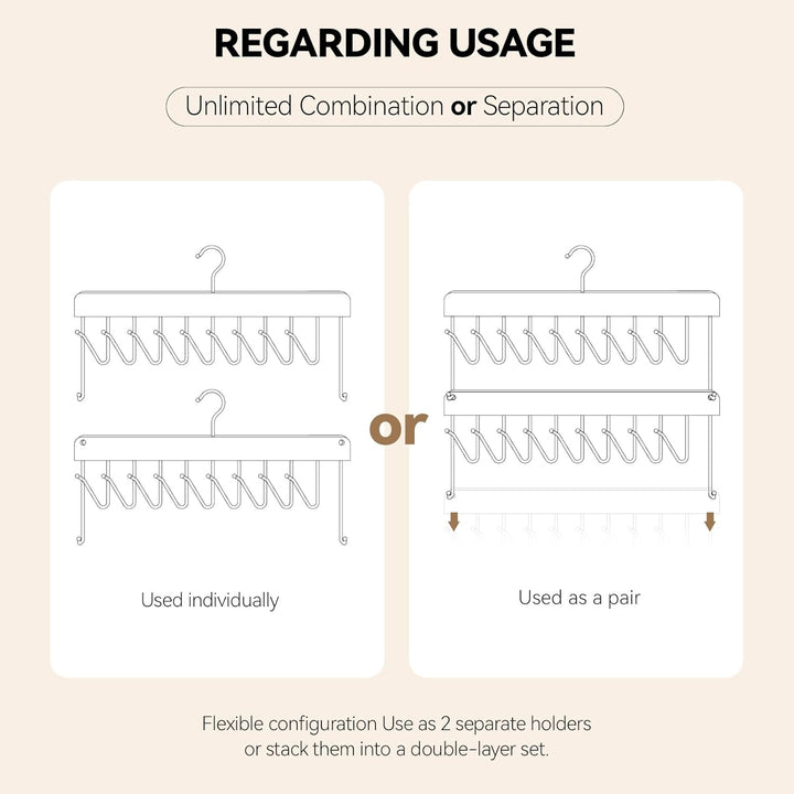 2 Pack Hair Extension Holder & Hanger – Braiding Rack Stackable Hair Extension Storage Rack for Styling, Rotatable Wig Organizer Stand for Wigs, Hairpieces, Clip/Tape Ins and Accessories