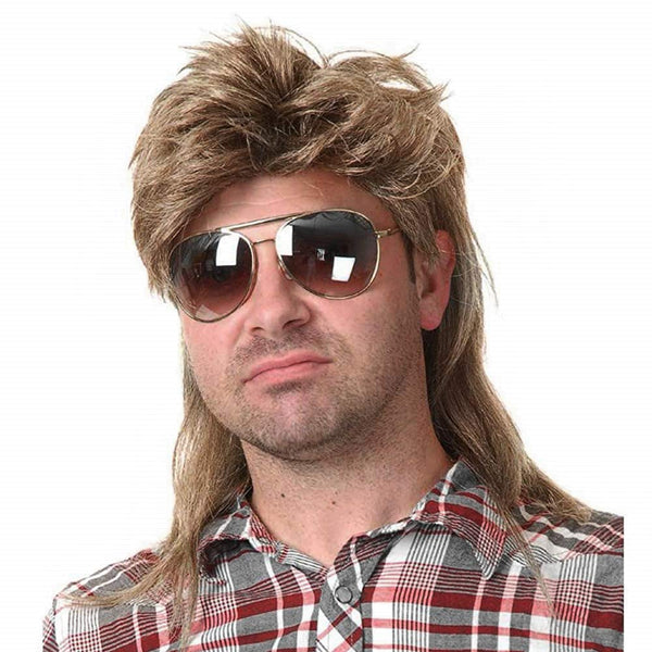 Mullet Wigs for Men 80S Costumes Fancy Party Accessory Cosplay Halloween Wig (Light Brown)