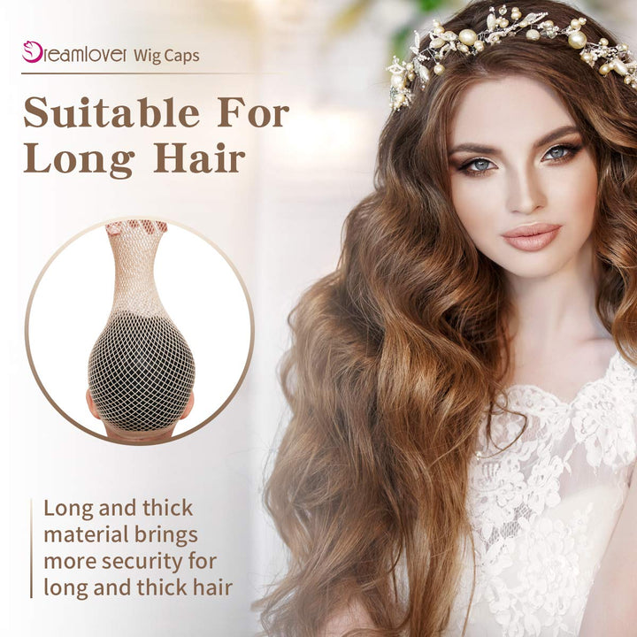 Wig Caps for Women, Hair Net for Wig, Mesh Wig Cap for Long Hair, Natural Nude, 2 Pieces