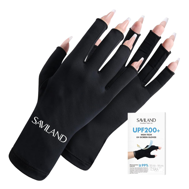 UV Gloves for Nails: Professional UPF200+ UV Glove for Gel Manicures anti UVA & UVB 999+ Gloves for Gel Nail Lamp Fingerless UV Light Gloves for Gel Nails Prevent Hands from UV Harm (Black)