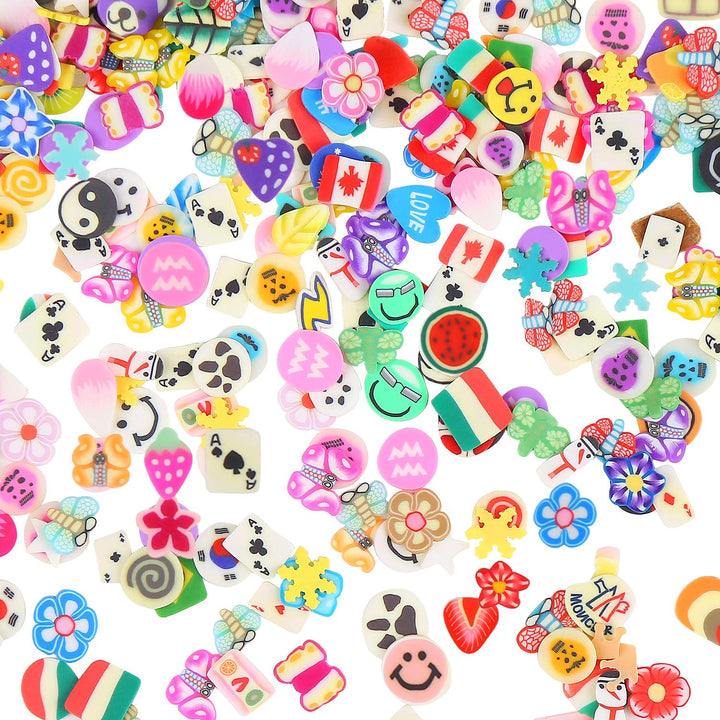 Nail Art Slices,3D Assorted Slices Fruit Animal Flower Polymer Clay Slices for Slime Craft,4500Pcs,1/5 Inche