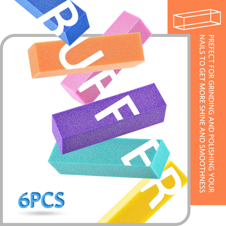 Nail Files and Buffers, Professional Manicure Tools Kit Rectangular Art Care Buffer Block Tools 100 180 Grit 12Pcs(Black)