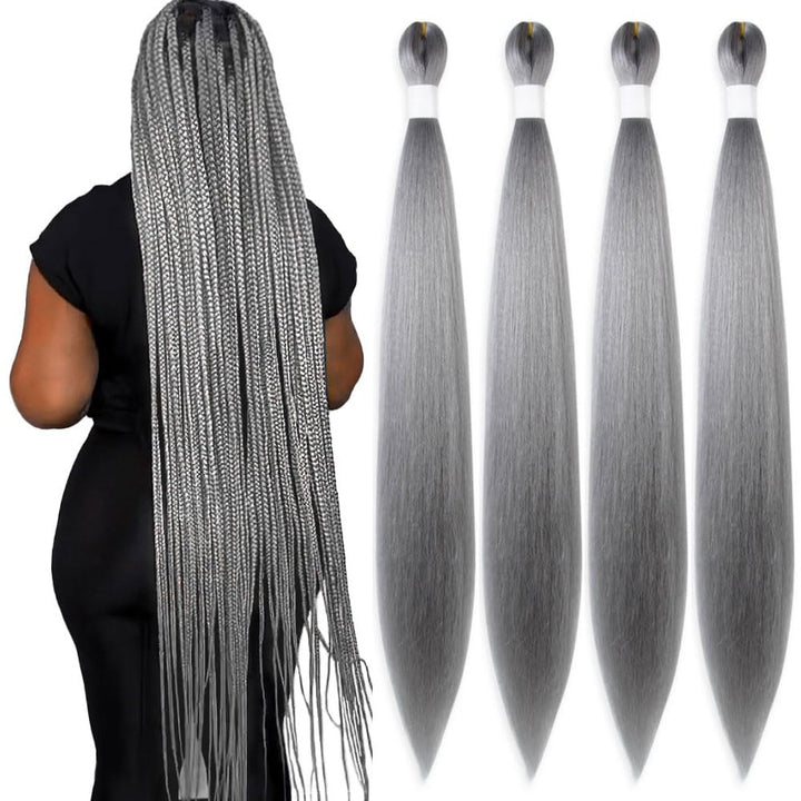 Purple Braiding Hair 20 Inch Pre Stretched Hair Long Straight Crochet Braids Yaki Texture Synthetic Fiber 4 Packs (Dark Purple)