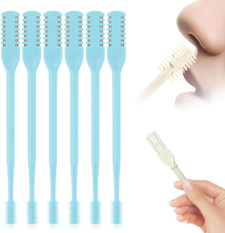 2-In-1 Nasal Hair Cutter, 2025 New Double Sided Nose Hair Knife, Portable Nostril Hair Remover Tool, 360° Rotating Nose Hair Trimmer with Ear Picker for Women and Men (Blue, 3 PCS)