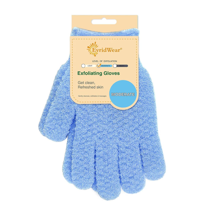 Exfoliating Dual Texture Bath Gloves for Shower, Spa, Massage and Body Scrubs, Dead Skin Cell Remover, Gloves with Hanging Loop (1 Pair Heavy Glove)