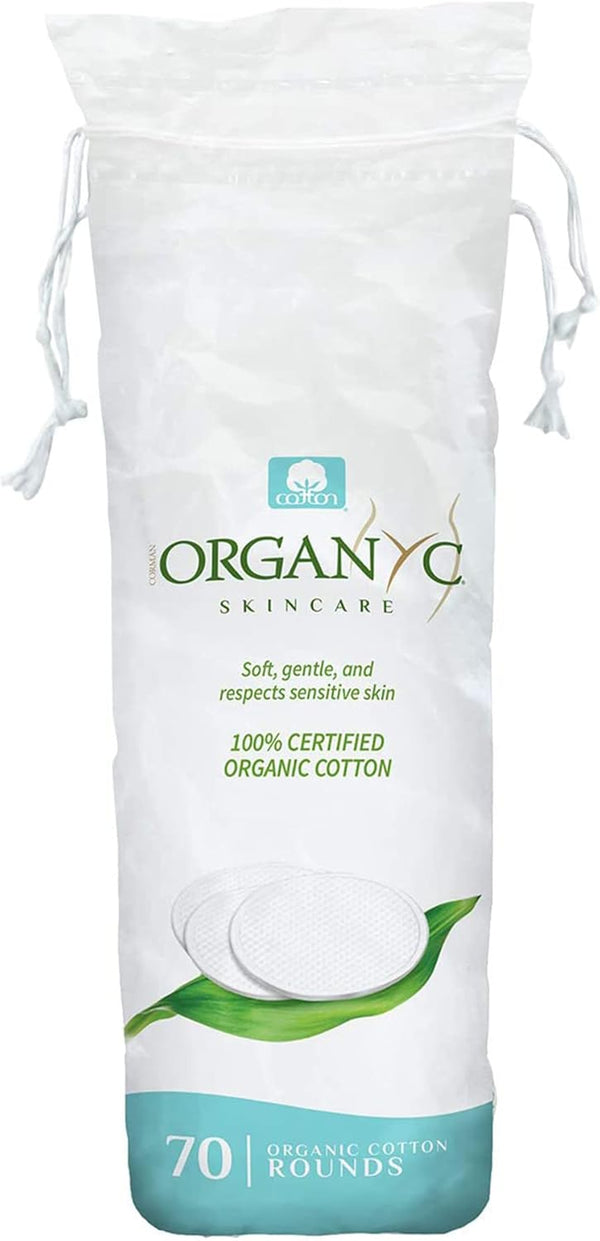 100% Organic Cotton Rounds - Biodegradable Cotton, Chemical Free, for Sensitive Skin (70 Count) - Daily Cosmetics. Beauty and Personal Care
