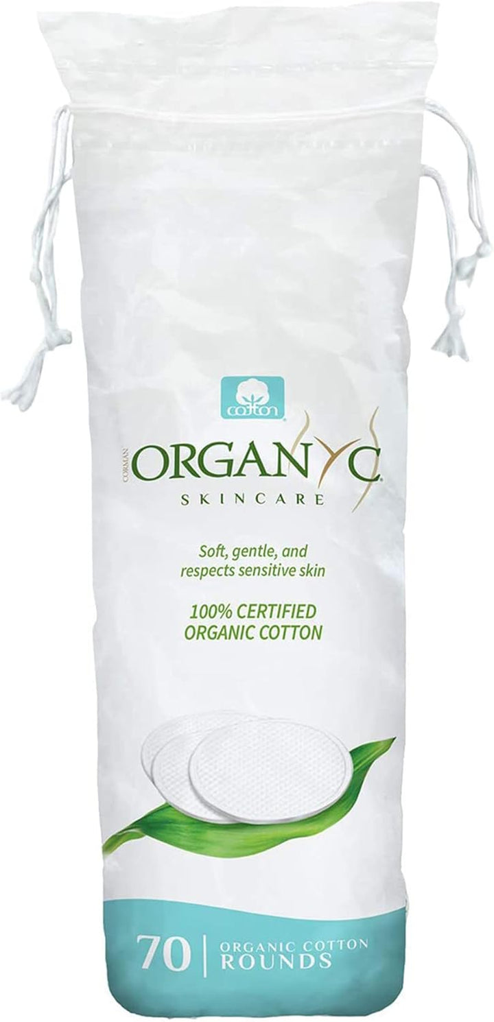 100% Organic Cotton Rounds - Biodegradable Cotton, Chemical Free, for Sensitive Skin (70 Count) - Daily Cosmetics. Beauty and Personal Care