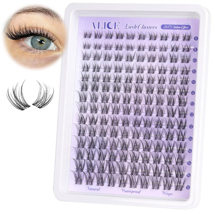 Lash Clusters Wispy Eyelash Clusters 10-18Mm 168Pcs Cluster Eyelash Extensions Natural Volume Lash Extensions DIY Individual Lashes Clusters with Soft Thin Band