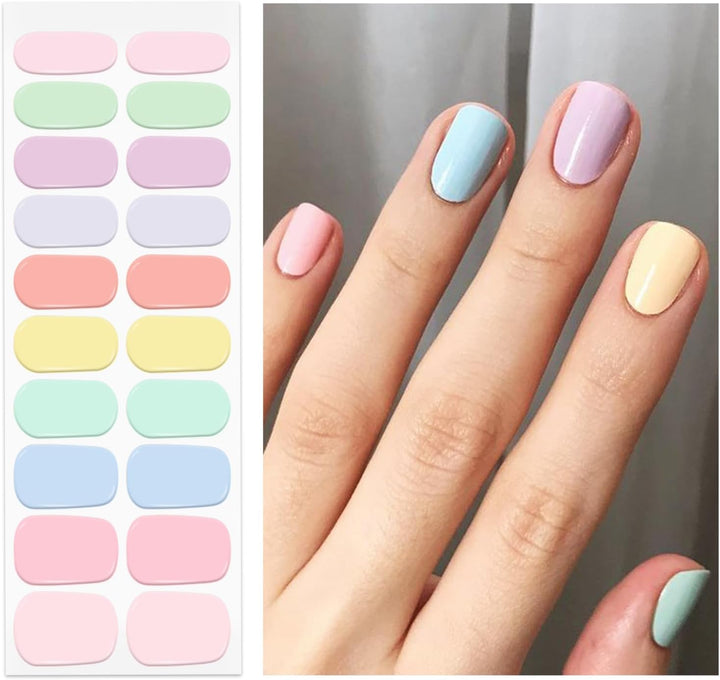 Semi Cured Gel Nail Strips | Gel Nail Stickers with UV Light Required | Salon Quality, Easy Application and Removal（Pink Ombre）