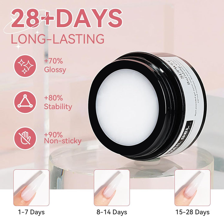 3D Nail Art Gel Clear and White Solid Builder Gel for Nails Non-Stick Hand Sculpture Hard Gels with Dual Form for Carving Patterns Decoration Nail Art Home Manicure DIY for Women