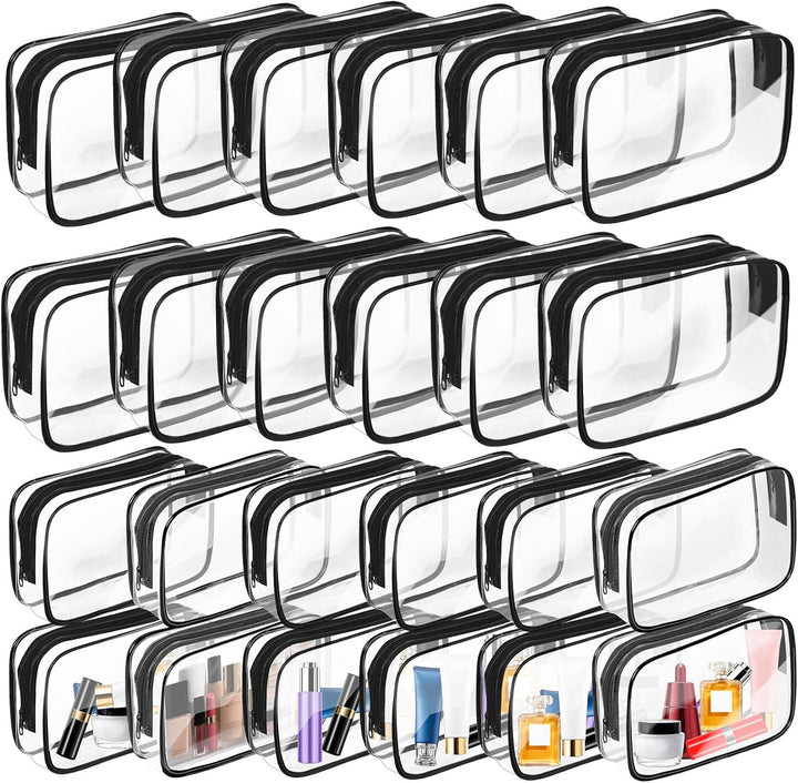 Clear Makeup Bag,Portable Travel Toiletry Bags with Zipper, TSA Approved Clear Organizer Bags, PVC Cosmetic Pouch for Airport Airline Compliant