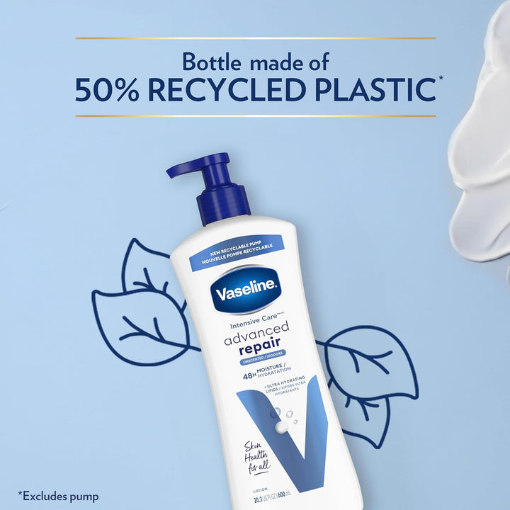 Intensive Care Unscented Advanced Repair Body Lotion - Ultra-Hydrating with Lipids for Extremely Dry Skin, 20.3 Oz, Pack of 3