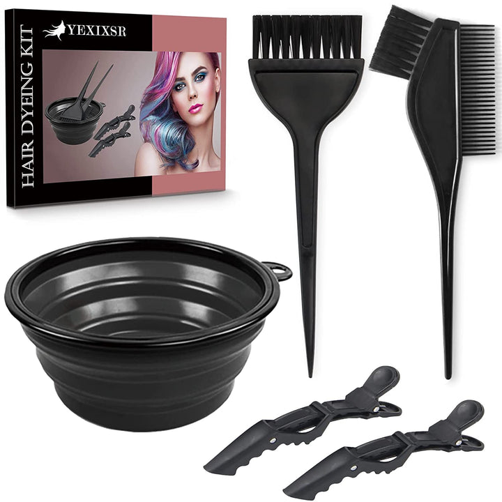 5Pcs Professional Salon Hair Coloring Dyeing Kit, Hair Bleach Dit Hair Coloring Products with Hair Dye Brush, Hair Color Bowl, Hair Clips