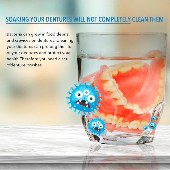 Denture Brush,4Pcs Denture Toothbrush,Dentures Cleaner Brush for Dental Devices,Mouth Guard, False Teeth,No-Slip Handle Dental Appliance Cleaning Brushs (4 Colors 4Pcs)