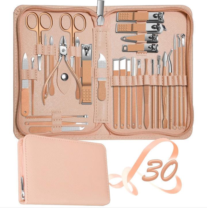 Manicure Set 30 in 1 Nail Clipper Set,  Nail Clippers, Fingernail & Toenail Clippers, Manicure Tools, Pedicure Tools, Suitable for Travel Manicure Kit, Nail Set Kit with Everything Profe