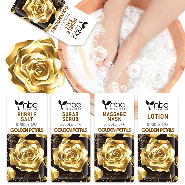 Pedicure Kit Foot Soak Set: Bubble Salt, Sugar Scrub, Massage Mask, Massage Lotion in a Box, 4 Step Foot Spa Kit for Dry Feet,Tired Feet（1 Set Lavender)