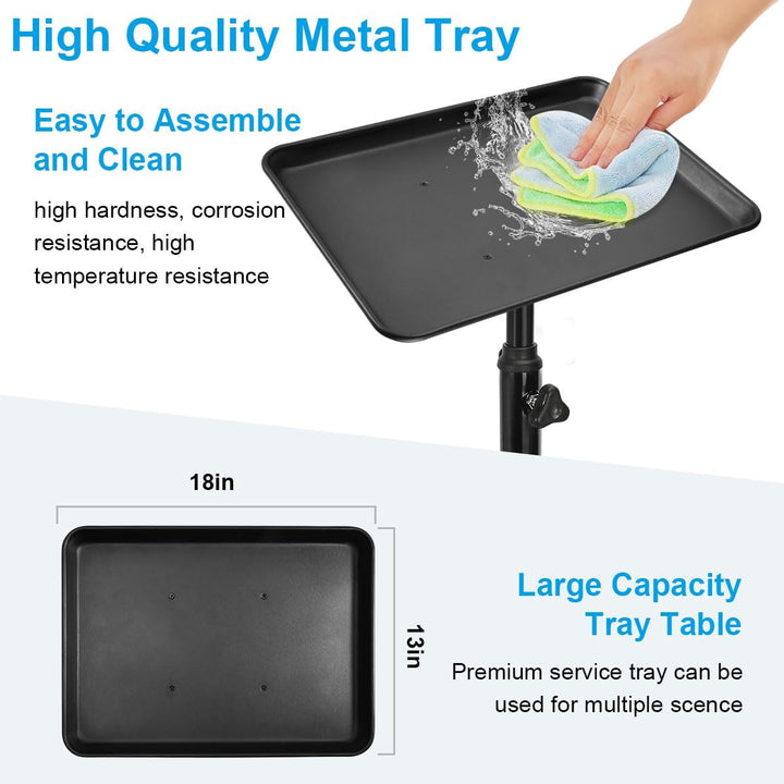 Salon Rolling Tray, Premium Aluminum Tattoo Tray Rolling Cart, Height Adjustable Styling Tray, Service Storage Tray Trolley for Beauty Salon Clinic Spa