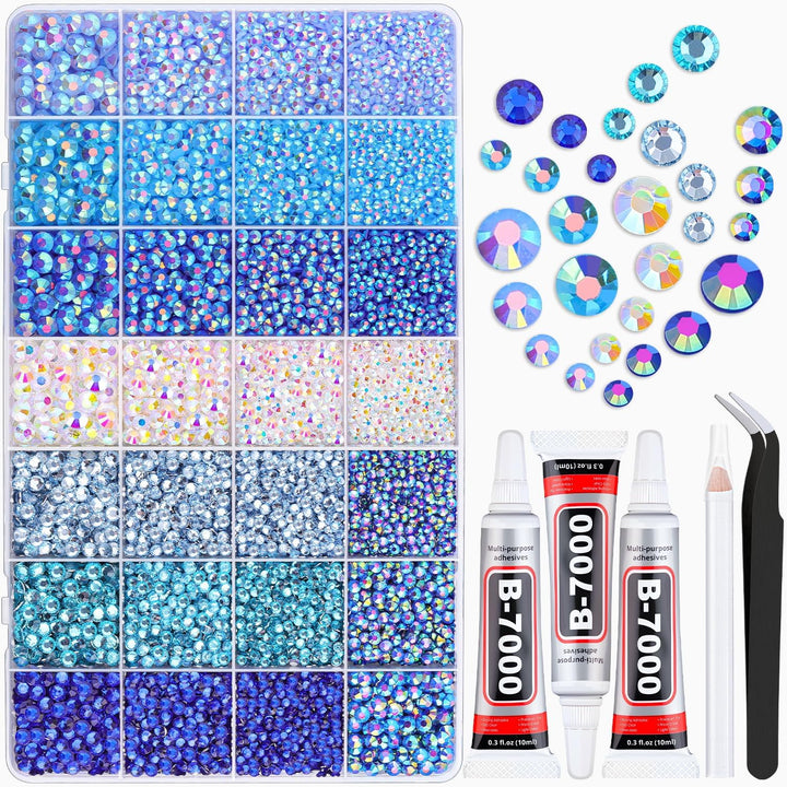 18000Pcs Resin Jelly Rhinestones for Bedazzling, Multicolor 3Mm Flatback Rainbow Gems, Bedazzler Kit with 3Pcs 10Ml B7000 Jewelry Glue for Crafts Crafting Book Shoes Nail Art