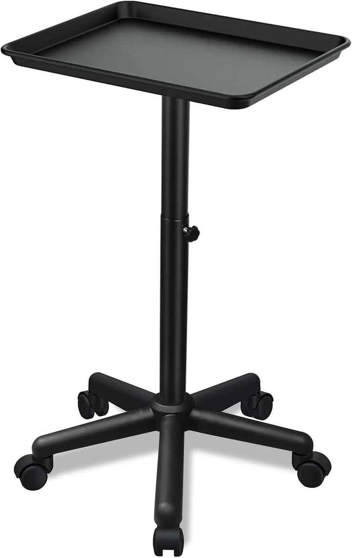 Salon Tray on Wheels, Rolling Tattoo Tray, Adjustable Hair Stylist Tray, Metal Mayo Stand Tray, Salon Color Tray Use as Medical Tray, No-Rusting